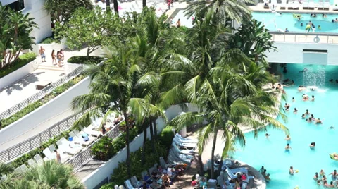 Hotel resort pool deck Stock Footage 39842744