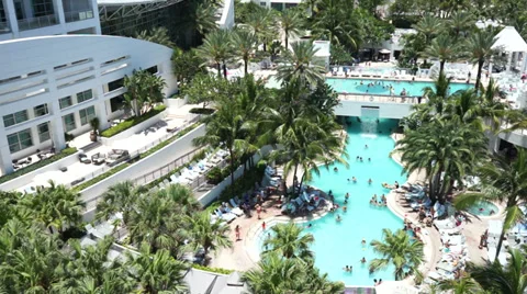 Hotel resort pool deck Stock Footage 39842865