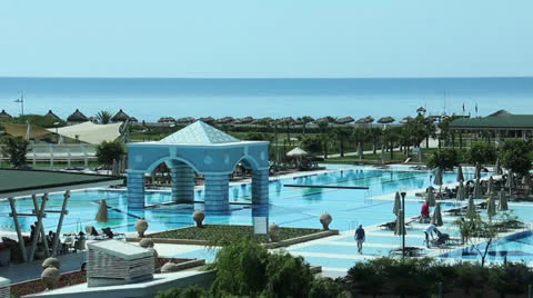 Hotel resort pool Stock Footage 24881399