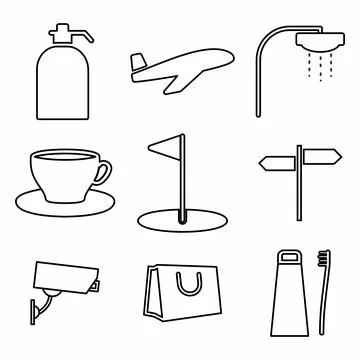 Hotel &amp; Restaurant Set Icon P...Vector Graphic of - Hotel and Restaurant Set  Stock Illustration