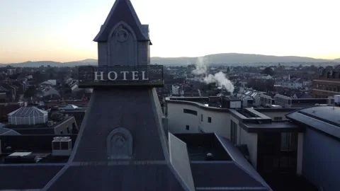 Hotel rooftop swoosh Stock Footage 171594074