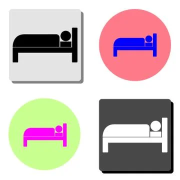 Hotel Room, Bed. flat vector icon Stock Illustration