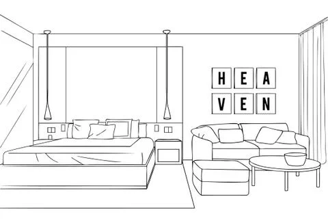 Hotel Room Decor Stock Illustration