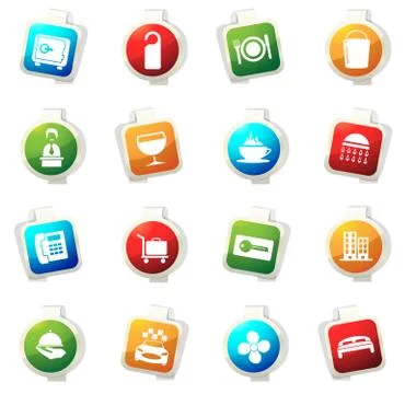 Hotel room icons set Stock Illustration