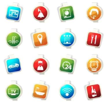 Hotel room icons set Stock Illustration
