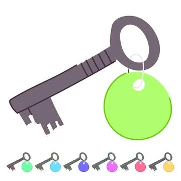 Hotel room key with a blank customizable tag graphic Stock Illustration