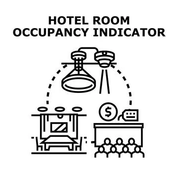 Hotel room occupancy indicator vector concept illustration Stock Illustration