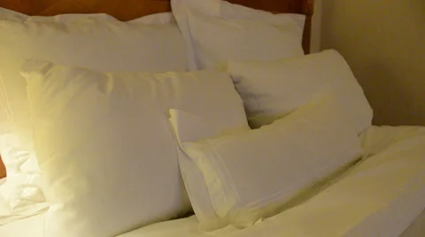 Hotel room, pillows Stock Footage 32847423