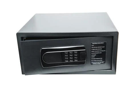 Hotel safe box or security cabinet with access digital code number keypad iso Stock Photos