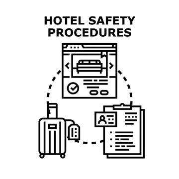 Hotel safety procedures concept for secure guest experience Stock Illustration