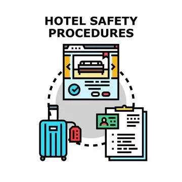 Hotel safety procedures concept for secure guest experience Stock Illustration