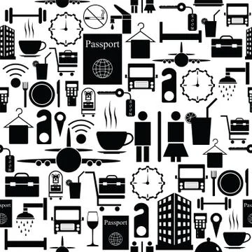 Hotel seamless pattern background icon. Stock Illustration