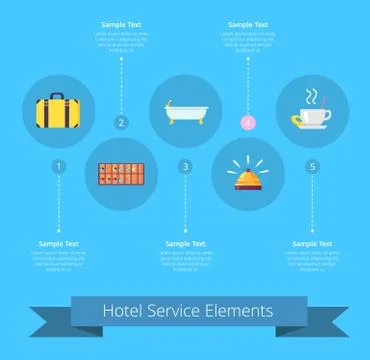 Hotel Service Elements Icons Vector Illustration Stock Illustration