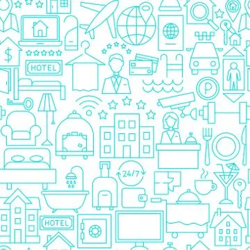 Hotel Service Line Seamless Pattern Stock Illustration