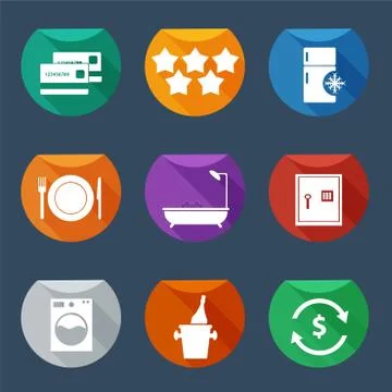Hotel services icons flat iu Stock Illustration