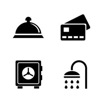 Hotel services. Simple Related Vector Icons Stock Illustration