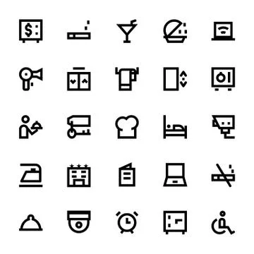 Hotel Services Vector Icons Set Stock Illustration