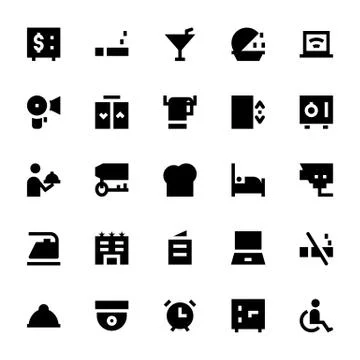 Hotel Services Vector Icons Set Stock Illustration