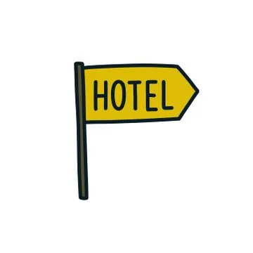 Hotel sign doodle icon, vector color line illustration Stock Illustration