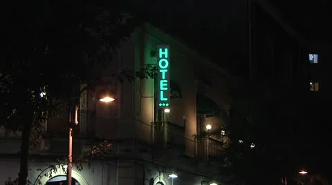 Hotel sign at night. Stock Footage