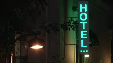 Hotel sign at night. Stock Footage 10086384