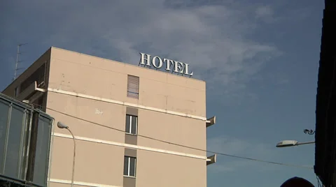 Hotel sign, sky. Stock Footage 31751236