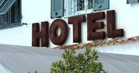 Hotel Sign On The Wall Stock Footage 125878042