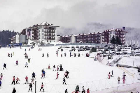 Hotel in a ski resort Stock Photos