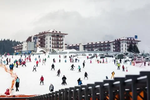 Hotel in a ski resort Stock Photos