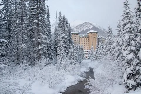 Hotel in the snow Stock Photos
