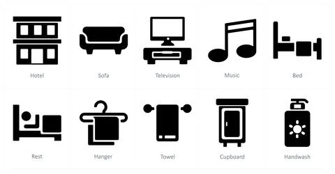 Hotel, sofa, television Stock Illustration