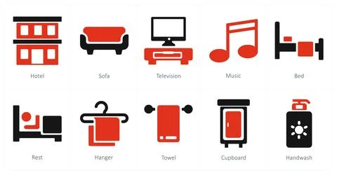 Hotel, sofa, television Stock Illustration
