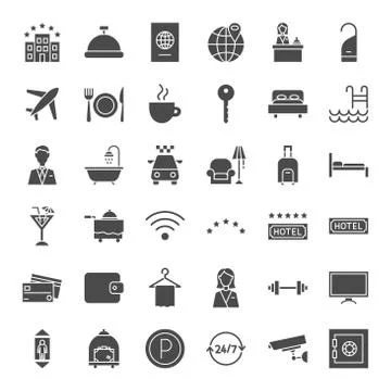 Hotel Solid Web Icons Stock Illustration