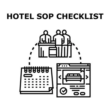 Hotel sop checklist standard operating procedure planning Stock Illustration