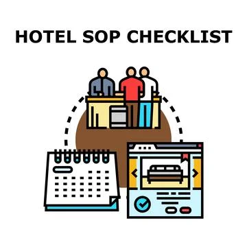 Hotel sop checklist standard operating procedure planning Stock Illustration