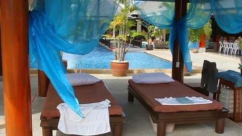 Hotel Spa Zone with Beds Stock Footage 78178061