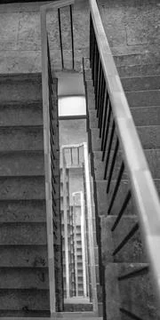 Hotel stairs top view. Rectangular lines and perspective. 写真素材