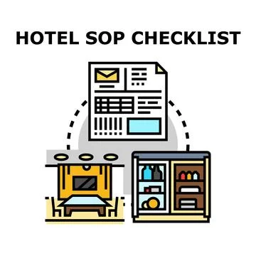 Hotel standard operating procedure checklist concept illustration Stock Illustration