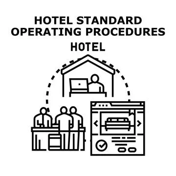 Hotel standard operating procedures management system concept Stock Illustration
