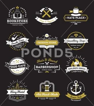 Hotel Stores And Cafe Vintage Logos Stock Illustration