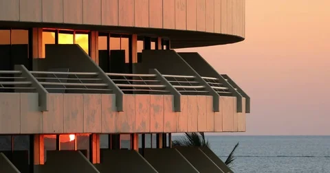 Hotel at sunset Stock Footage 73111203
