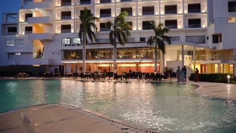 Hotel with swiming pool Video stock 243341868