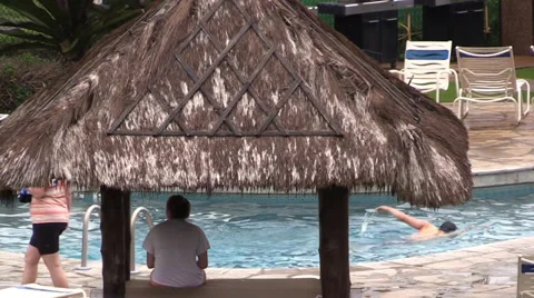 Hotel swimming pool Stock Footage 35175770