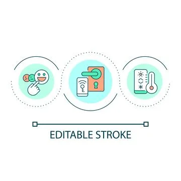 Hotel technology system loop concept icon Stock Illustration