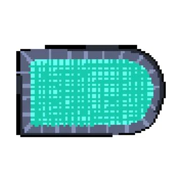 Hotel top view pool pixel art vector illustration Illustrazione stock