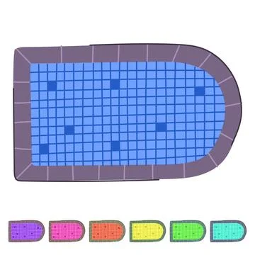 Hotel top view pool vector cartoon graphic Stock Illustration