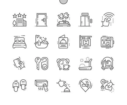 Hotel Well-crafted Pixel Perfect Vector Thin Line Icons 30 2x Grid for Web Stock Illustration