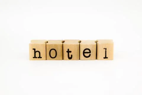 Hotel wording isolate on white background Stock Photos