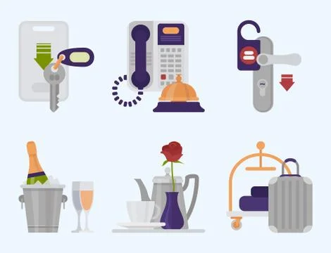 Hotel workers vector personal professional service man and woman job objects Иллюстрация