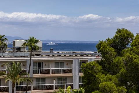 Hotels and beaches in Palma de Mallorca, Spain Stock Photos
